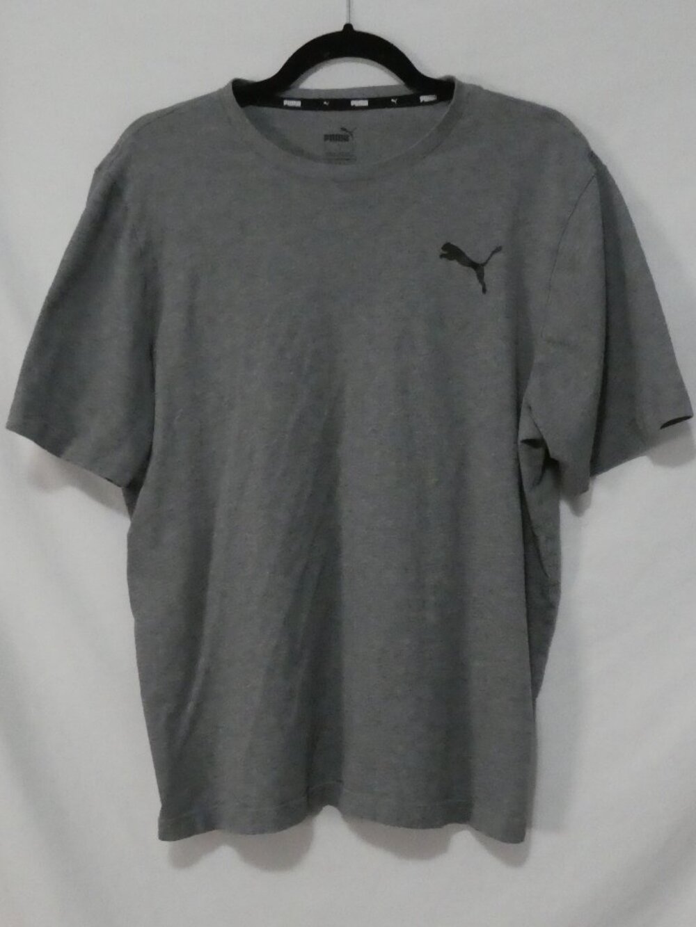 PUMA Men’s Essentials Small Black Puma Logo T-Shirt Grey - Size Large
